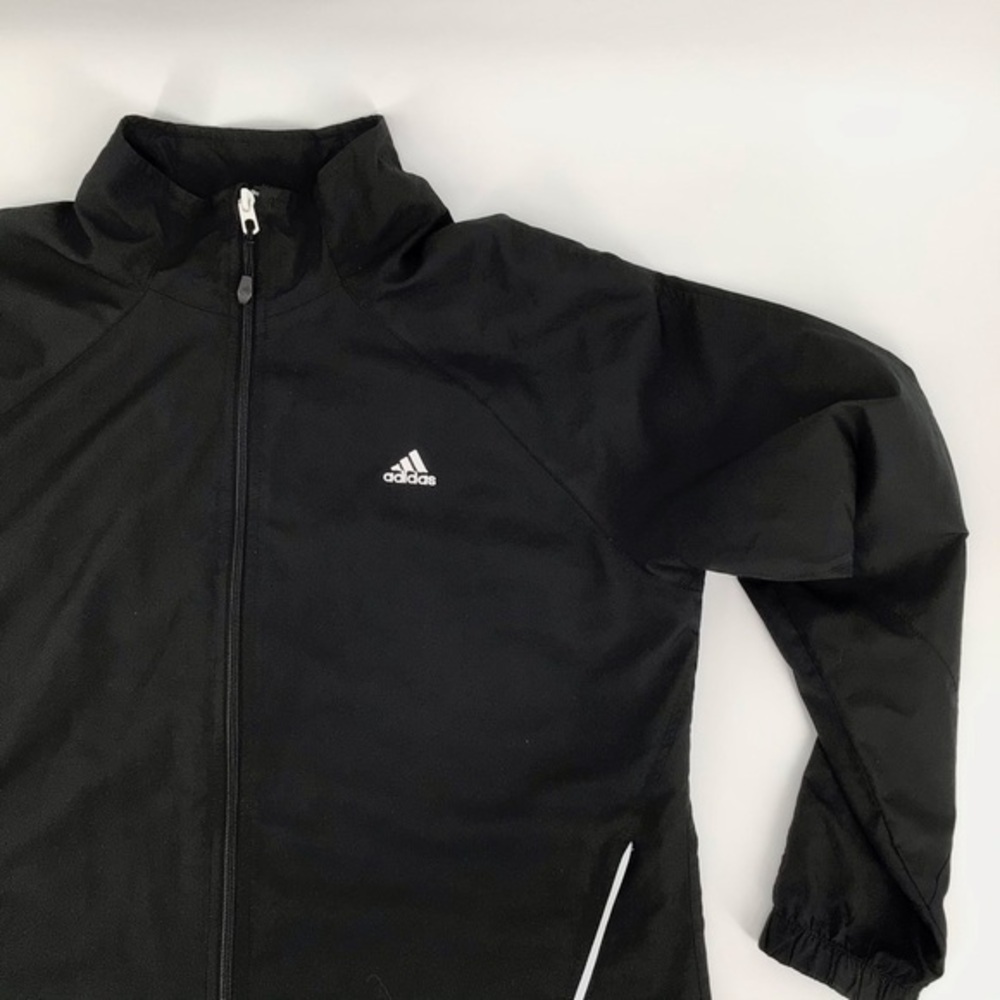 Adidas Black Full Zip Pockets Windbreaker Sz XL